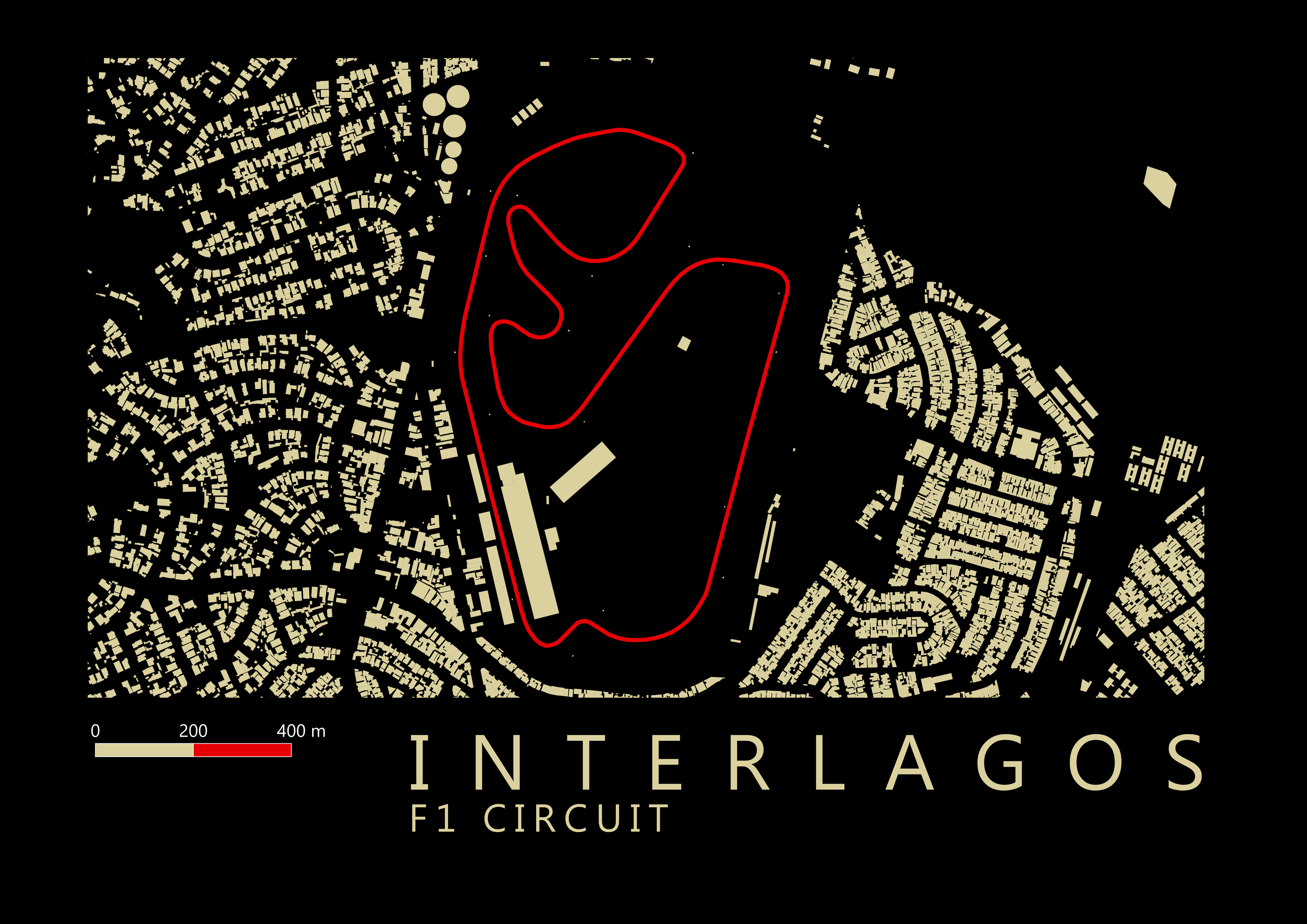 Interlagos circuit (Brazil) F1 Circuit map (A2) Digital only