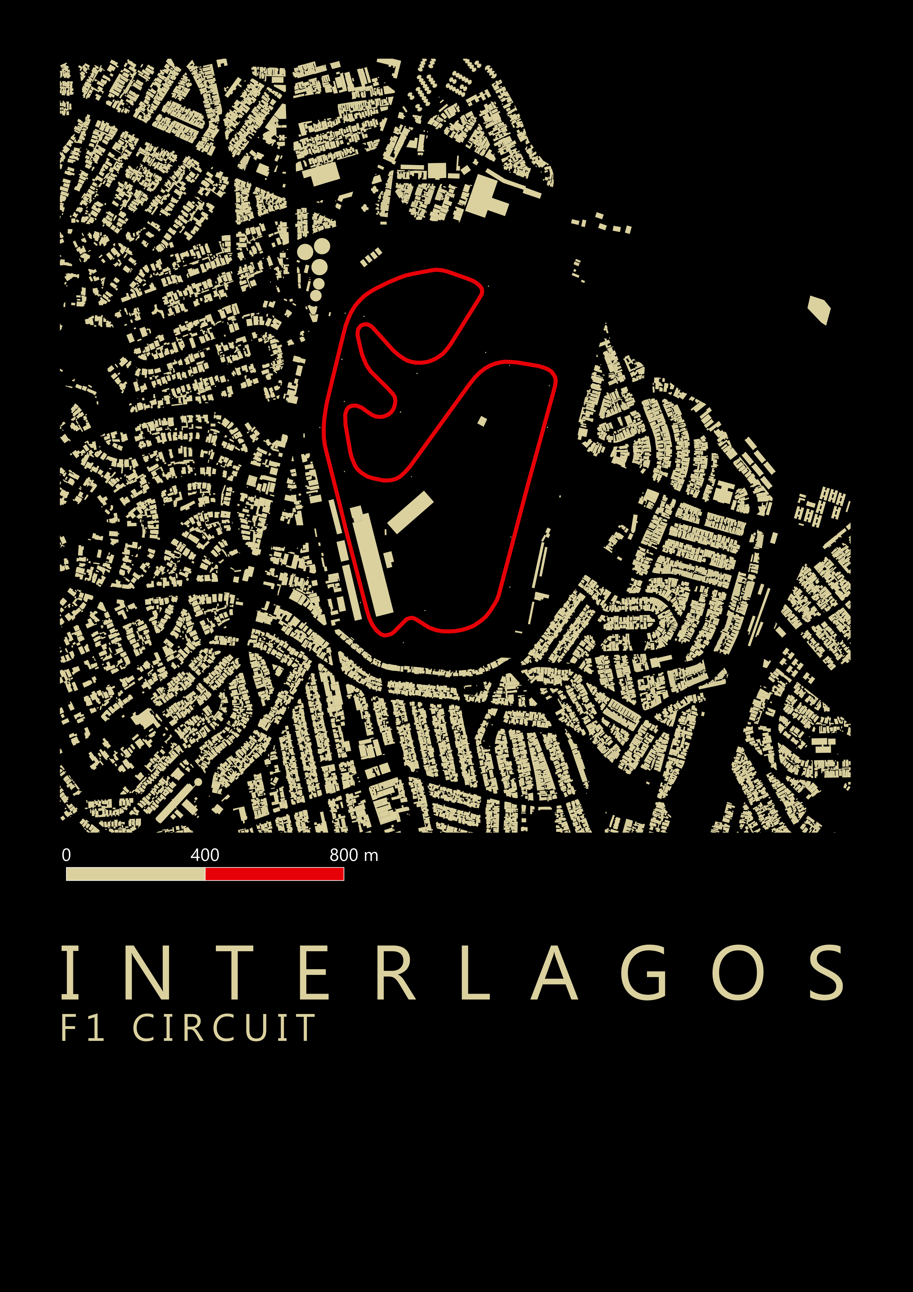 Interlagos circuit (Brazil) F1 Circuit map (A2) Digital only