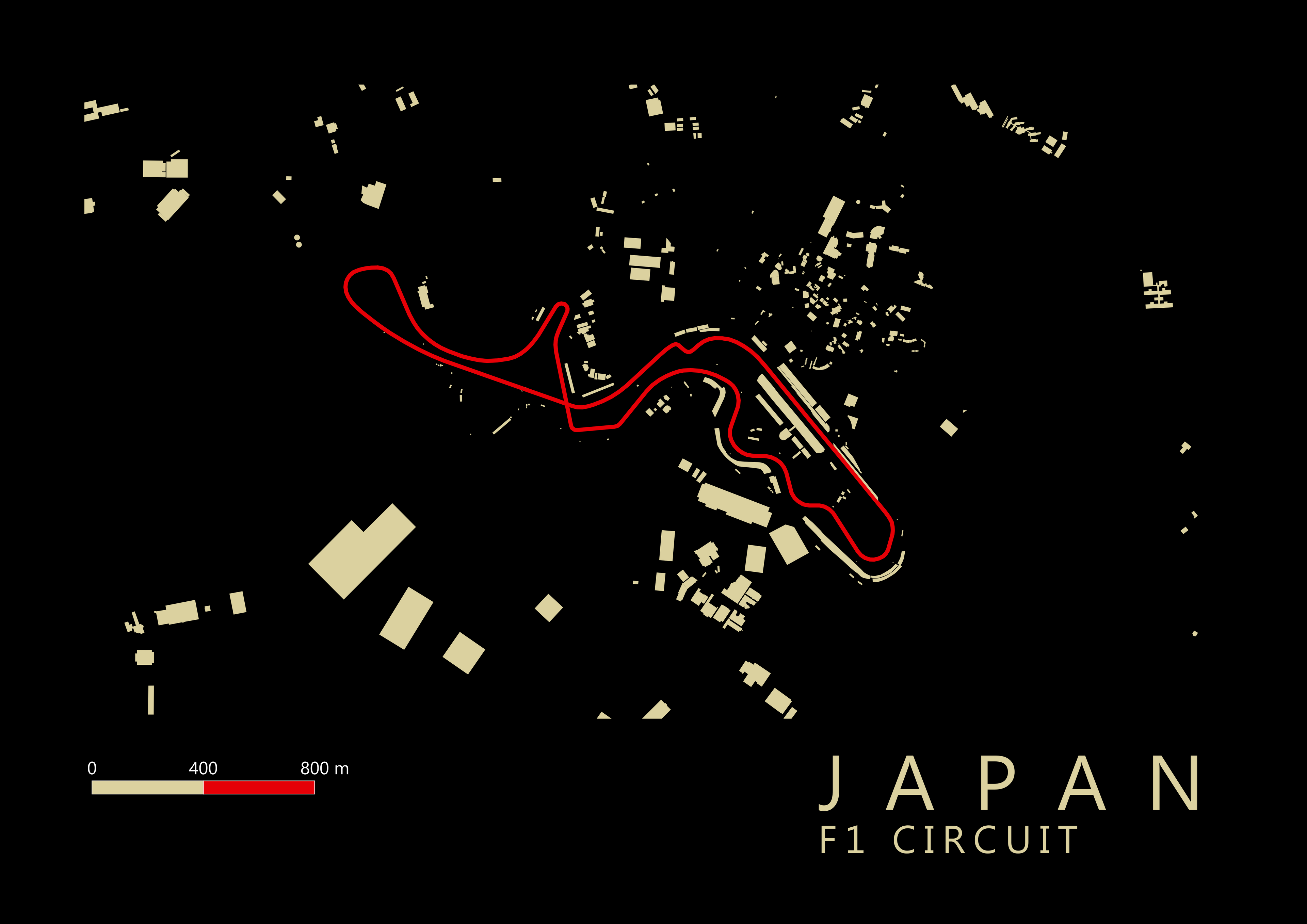 Suzuka circuit (Japan) F1 Circuit map (A2) Digital only