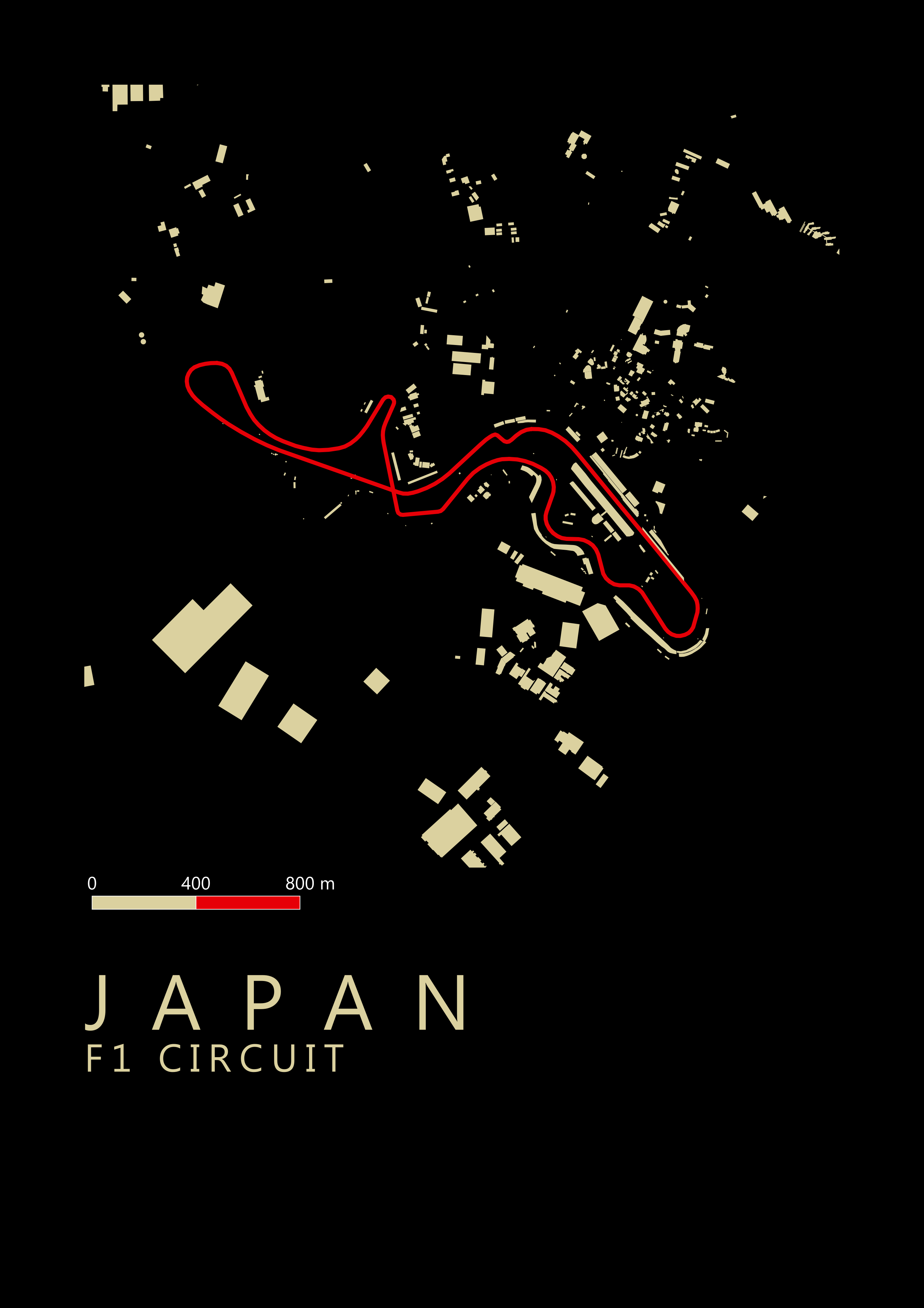 Suzuka circuit (Japan) F1 Circuit map (A2) Digital only