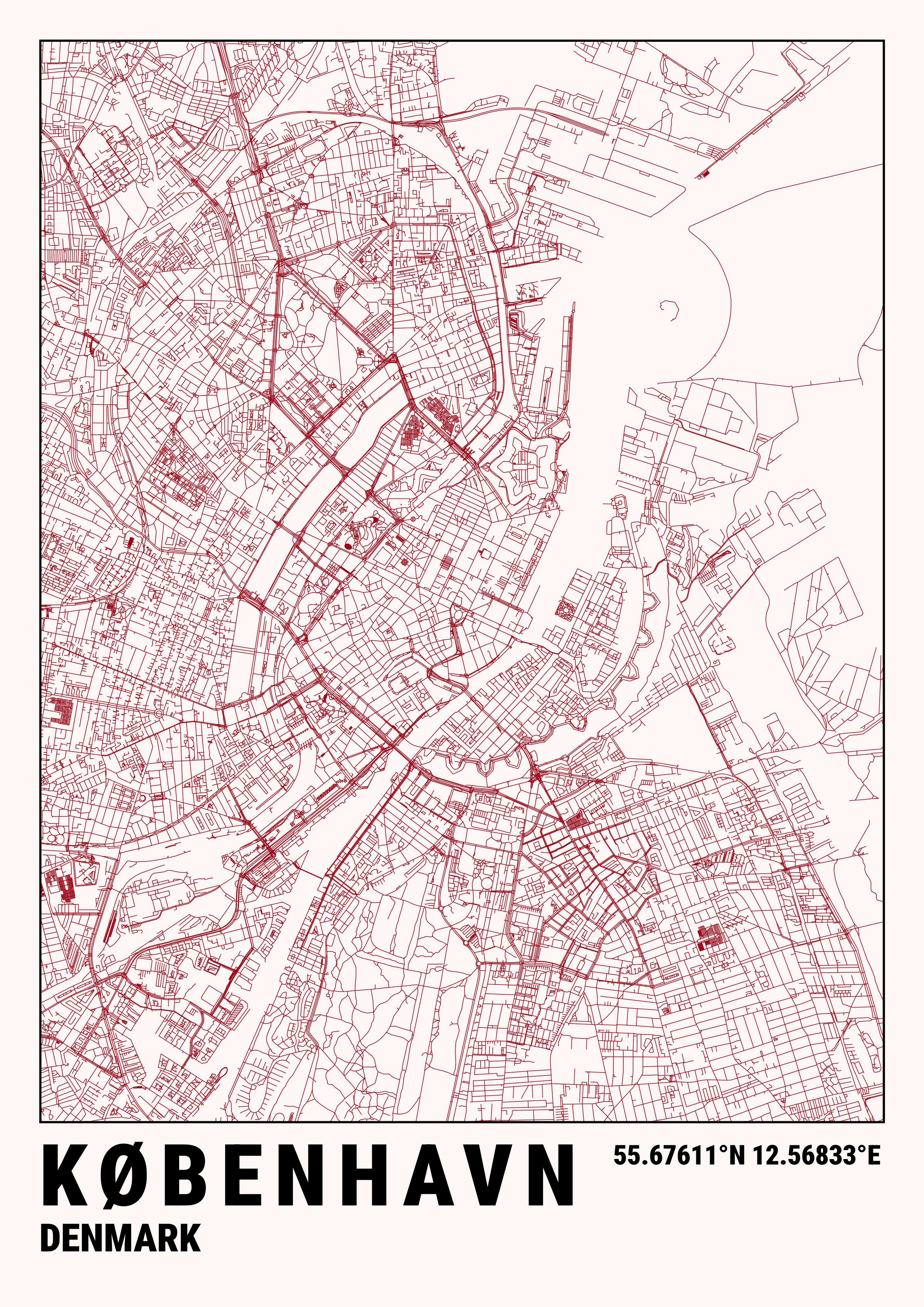 "KØBENHAVN" minimalistic map (Digital only) A2