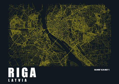 "RIGA" city minimalistic map (Digital only) A2