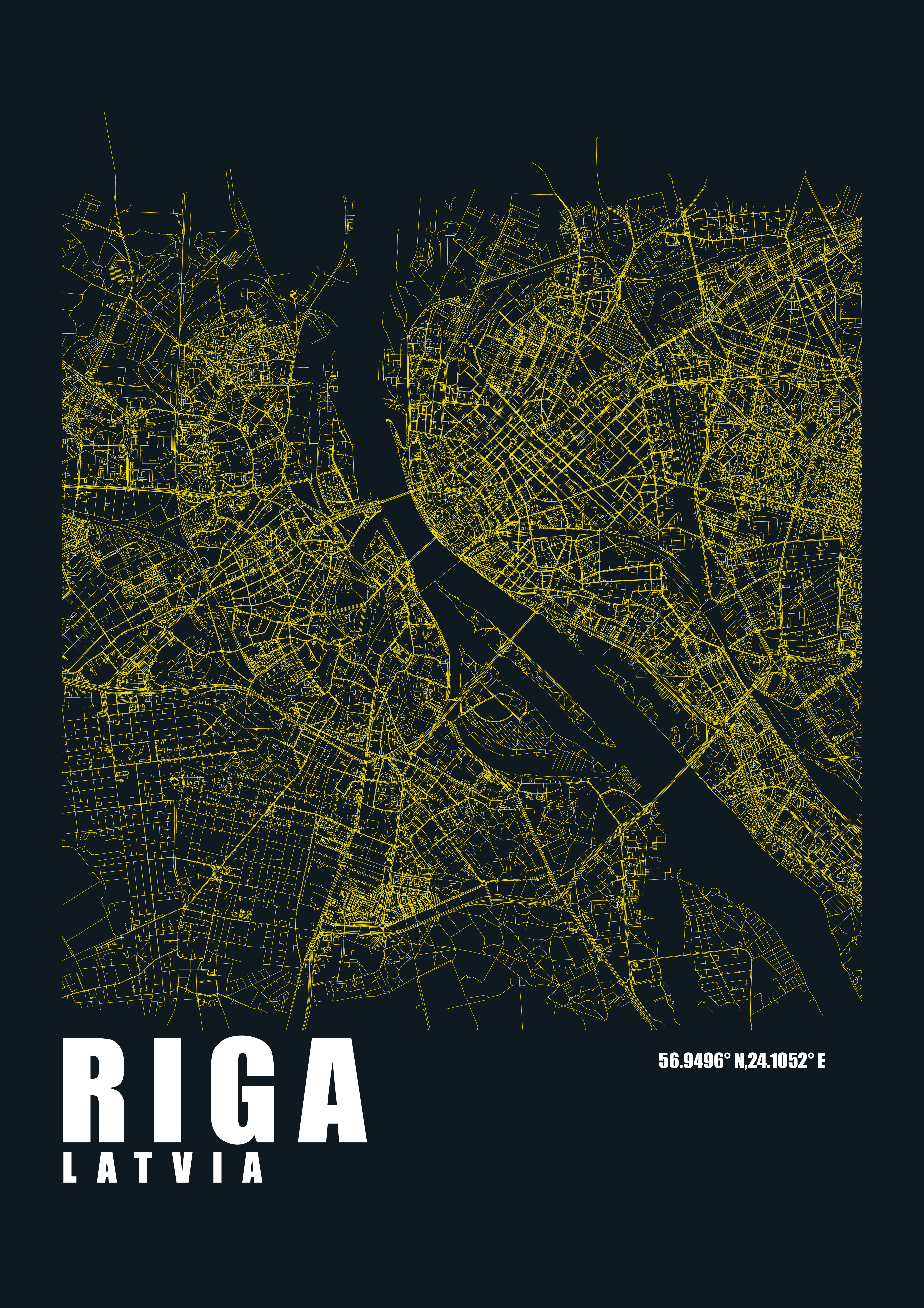 "RIGA" city minimalistic map (Digital only) A2