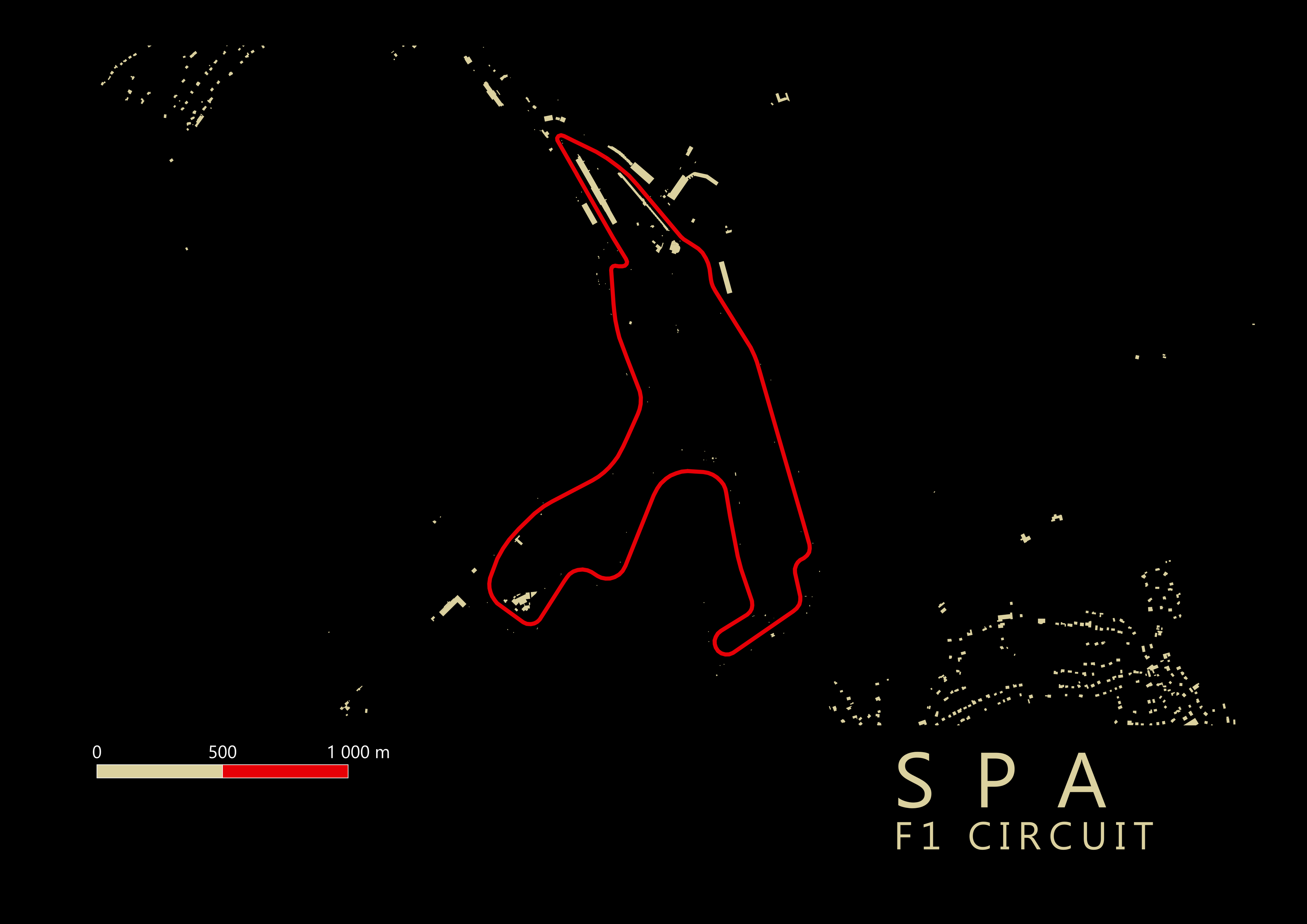 Spa (Circuit de Spa-Francorchamps) F1 Circuit map (A2) Digital only