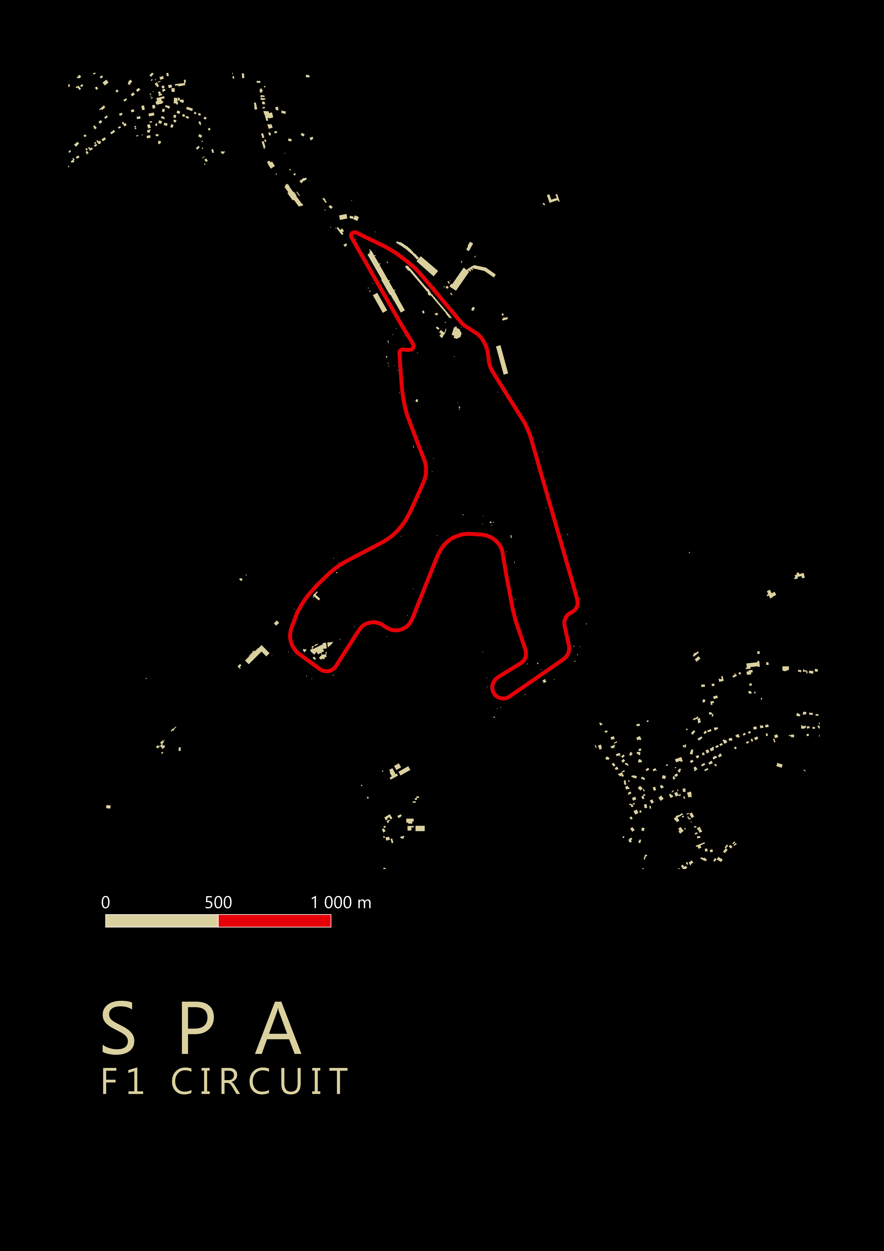 Spa (Circuit de Spa-Francorchamps) F1 Circuit map (A2) Digital only