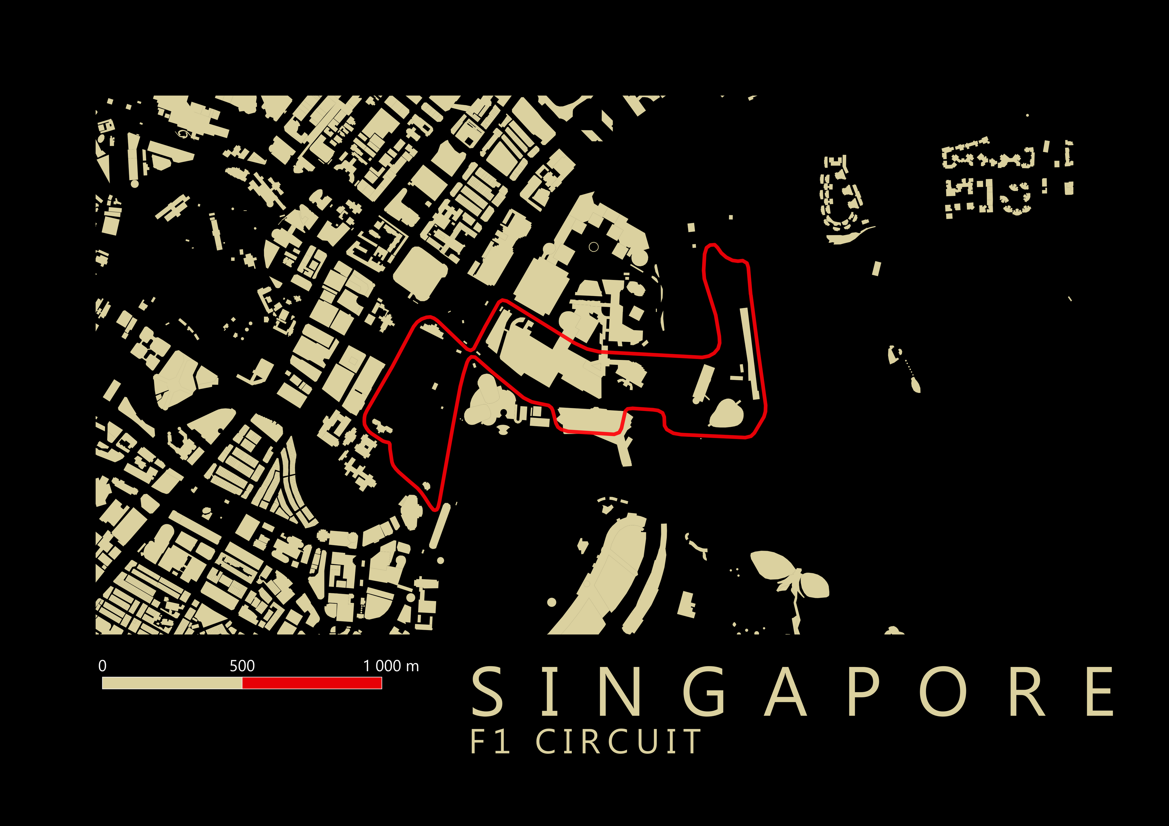 Marina Bay Street Circuit (Singapore) F1 Circuit map (A2) Digital only