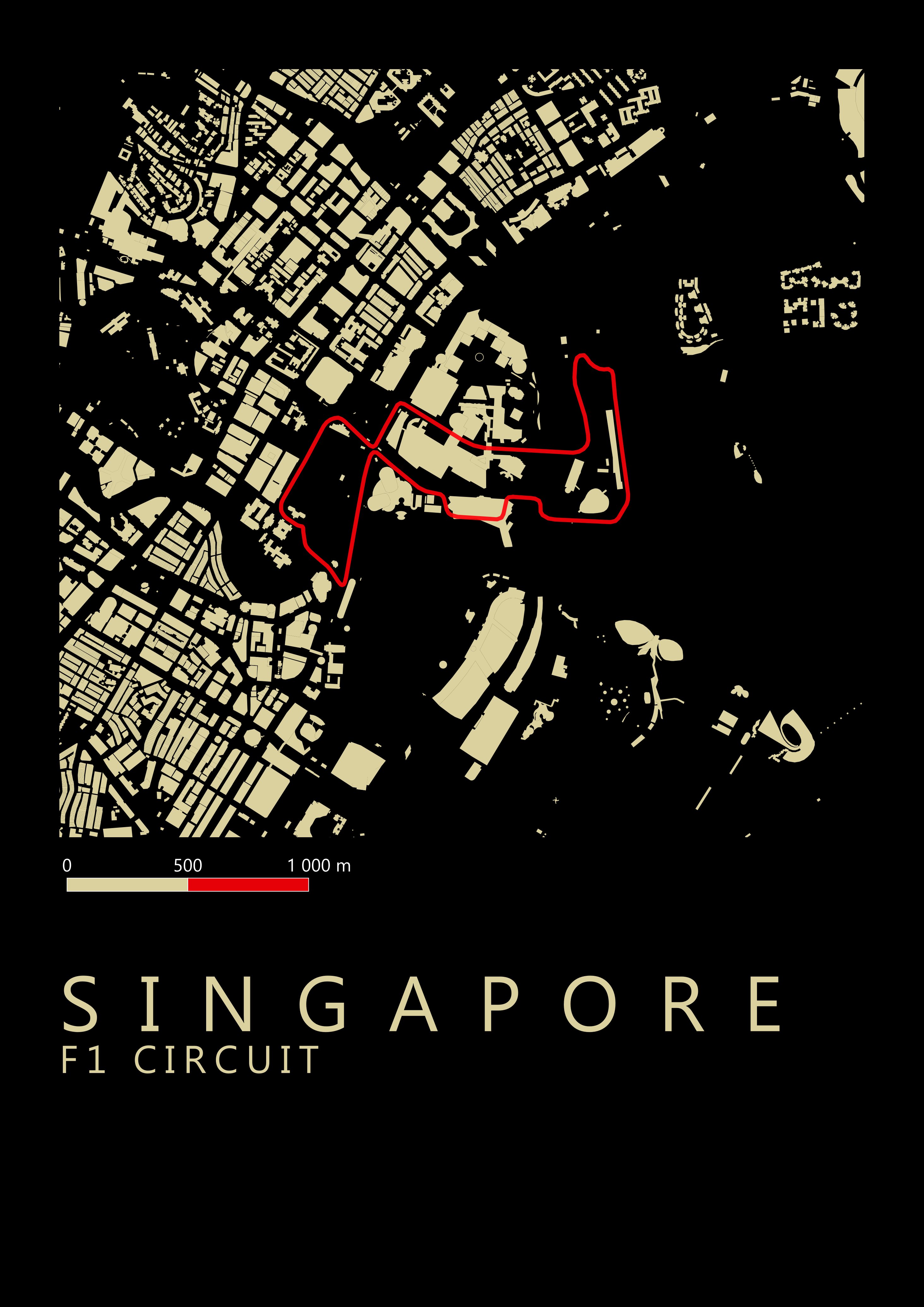 Marina Bay Street Circuit (Singapore) F1 Circuit map (A2) Digital only